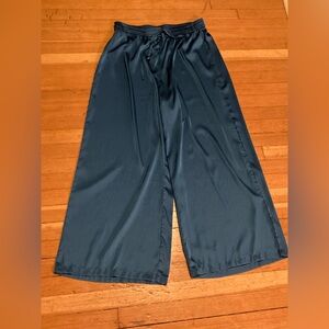 Elegant Satin Wide-Leg Pants in blue
